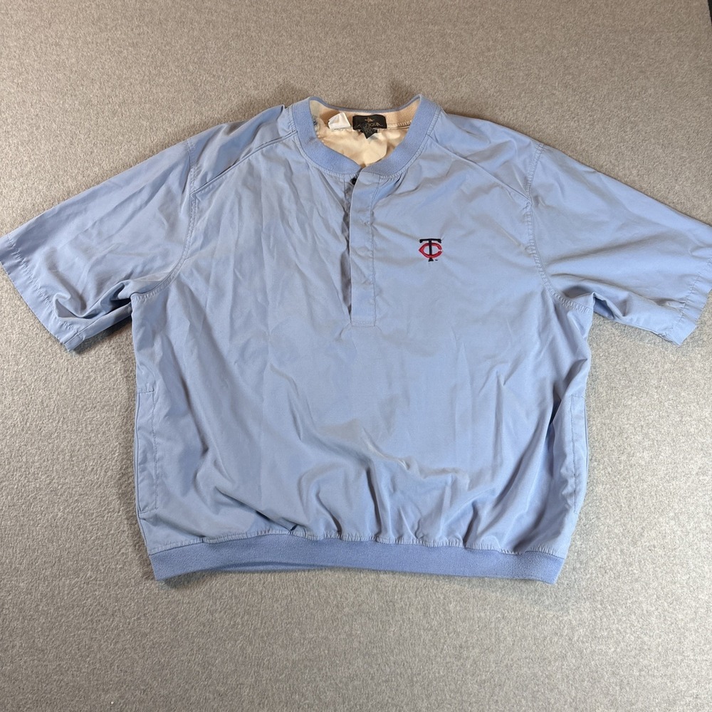 Minnesota Twins Blue Windbreaker Men's XL MLB Quarter Button Short Sleeve